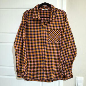 Old Navy Classic Shirt XL Yellow Pink Black Gingham Plaid Preppy Grandmacore XL